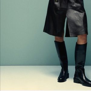 Mango tall leather boots, black, 40